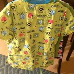 Green heart printed Scrub shirt